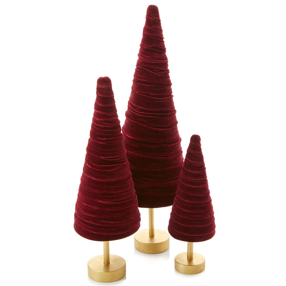 Burgundy Pedestal Velvet Trees Set of 3 Burgundy Pedestal Velvet Trees Set of 3