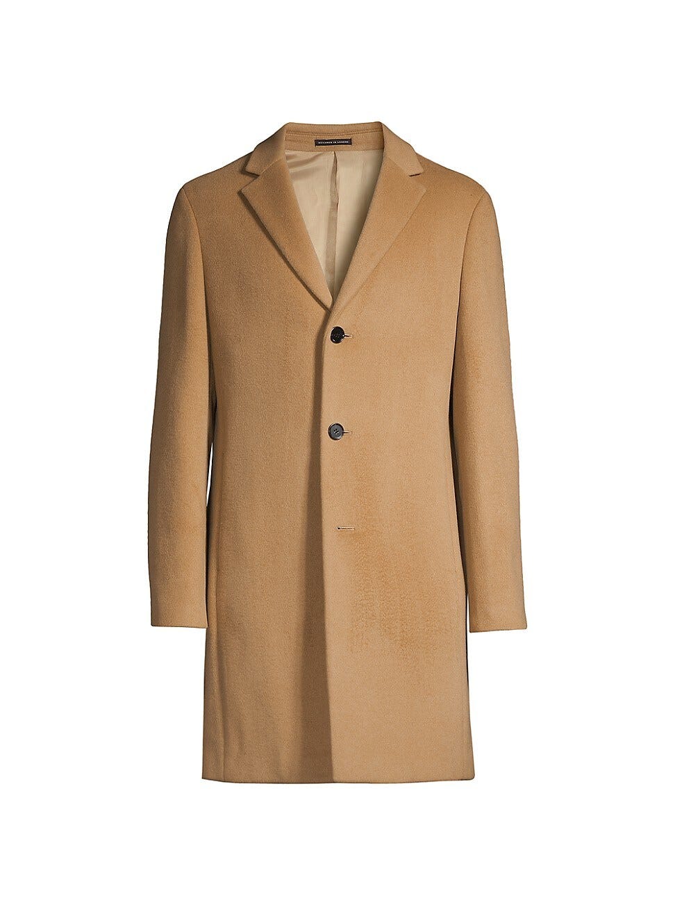 Double-faced button-up camel wool coat