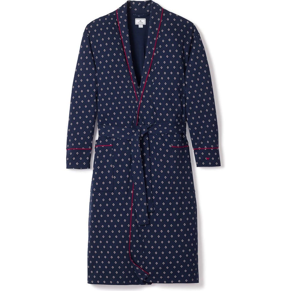 Petite Plume Luxe Foulard Pima Cotton Robe in Navy Petite Plume Luxe Foulard Pima Cotton Robe in Navy