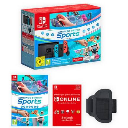 Nintendo Switch Neon-Konsole + Nintendo Switch Sports-Paket + ein KOSTENLOSES Spiel auswählen