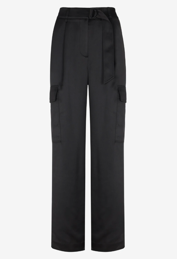 Silk-blend satin trousers - Nearly black - Ladies | H&M