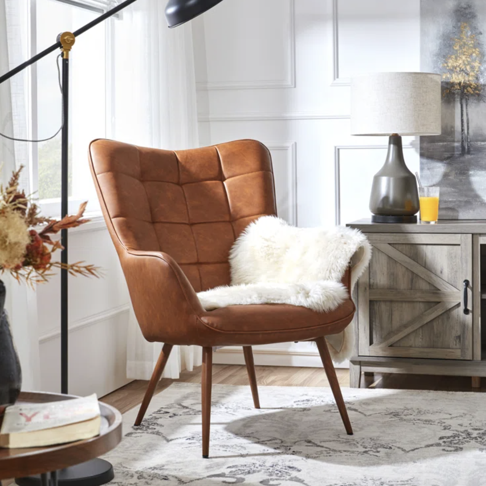 Aichele Tufted Faux Leather Wingback Chair