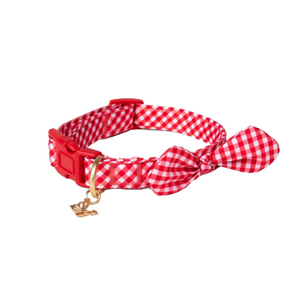 Red Gingham Collar Leash Set, Large
