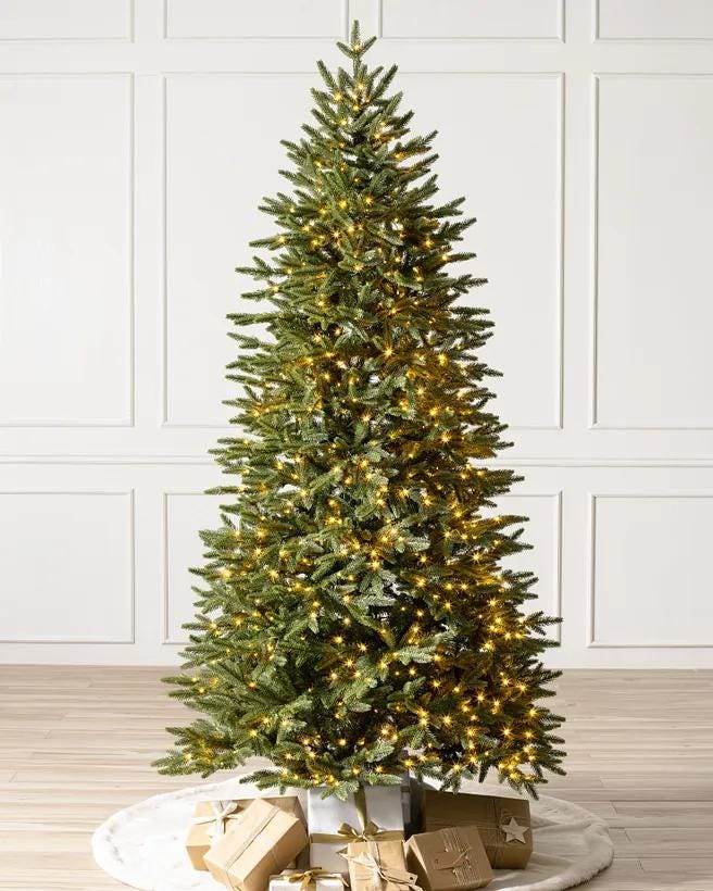 Balsam Hill Silverado Slim 9-Foot Pre-Lit Artificial Tree in Green