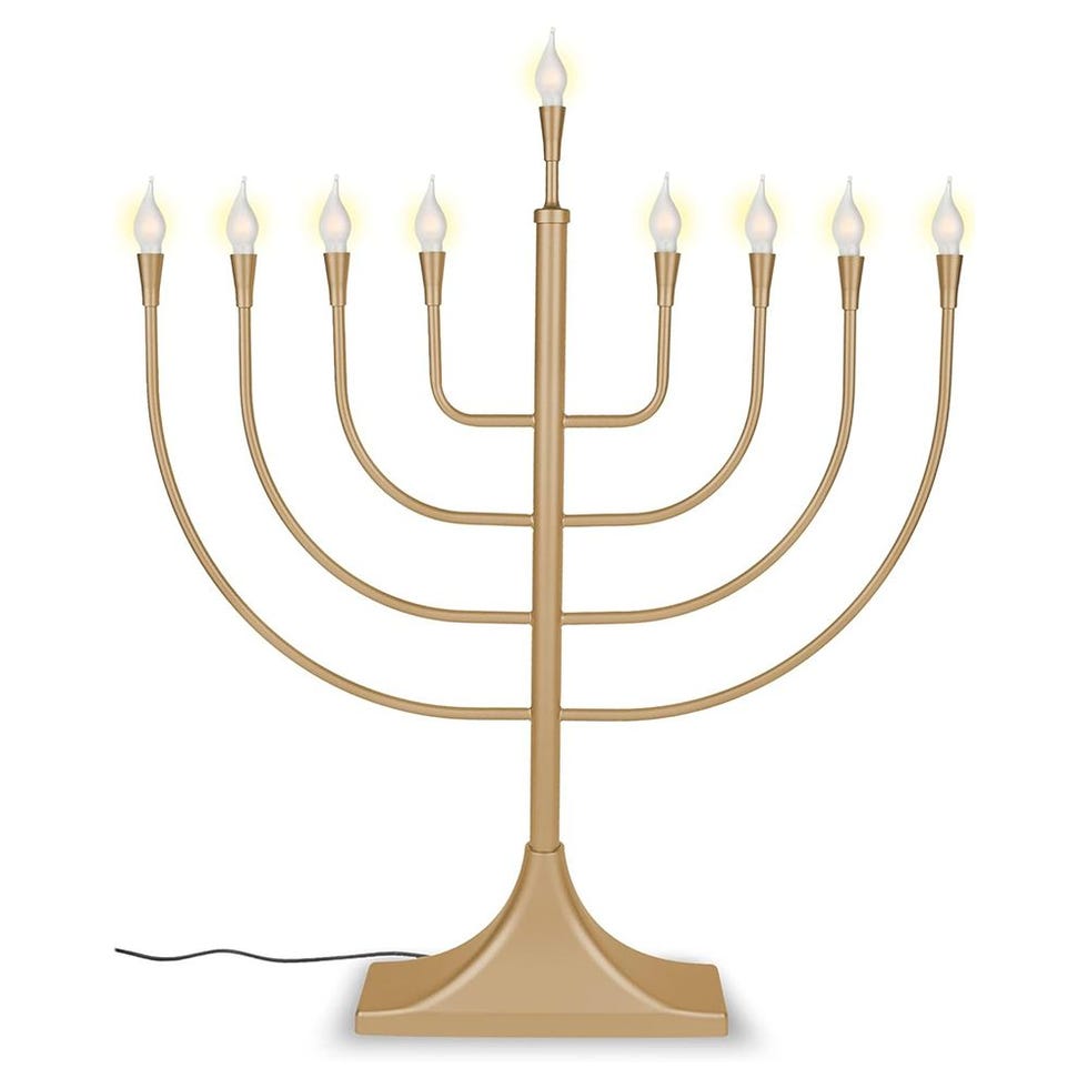 Zion Judaica Large Satin Metal Electric Menorah 