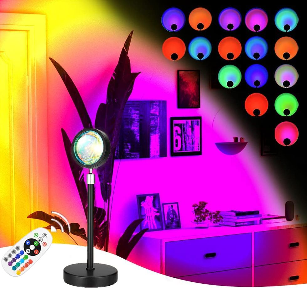 GTYYBH Sunset Lamp, 16 Colori Luce del Tramonto con Porta USB, Lampada da Proiezione Arcobaleno 360° Rotazione Ideale per Fotografia, Festa, Selfie, Decorazione del Soggiorno