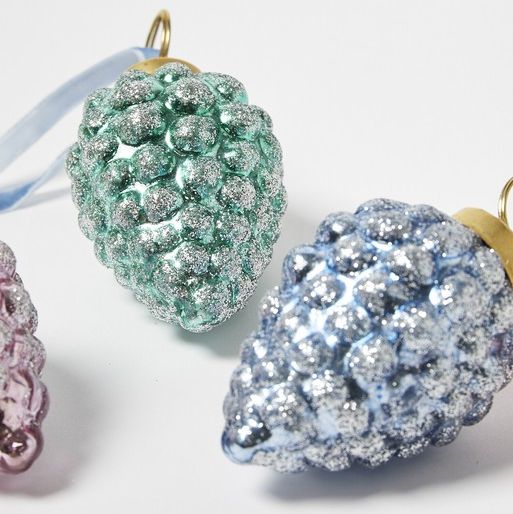 Recycled Glass Pinecone Christmas Baubles Set of Three