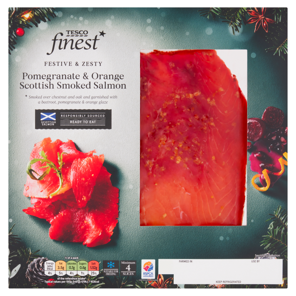 Tesco Finest Beetroot & Pomegranate Scottish Smoked Salmon 100g