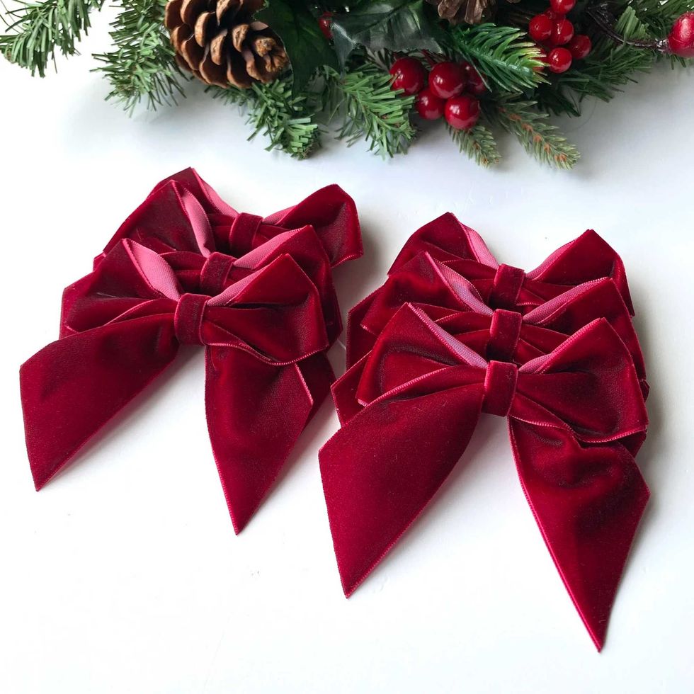 SCARLET velvet Christmas tree bows