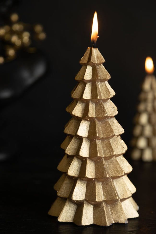 Gold Christmas Tree Candle - Large-£16