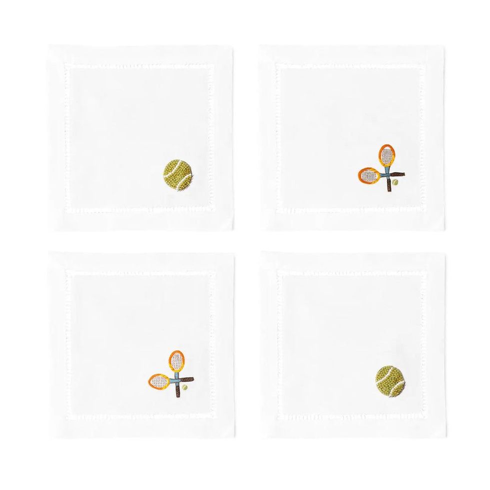 Embroidered Tennis Cocktail Napkins