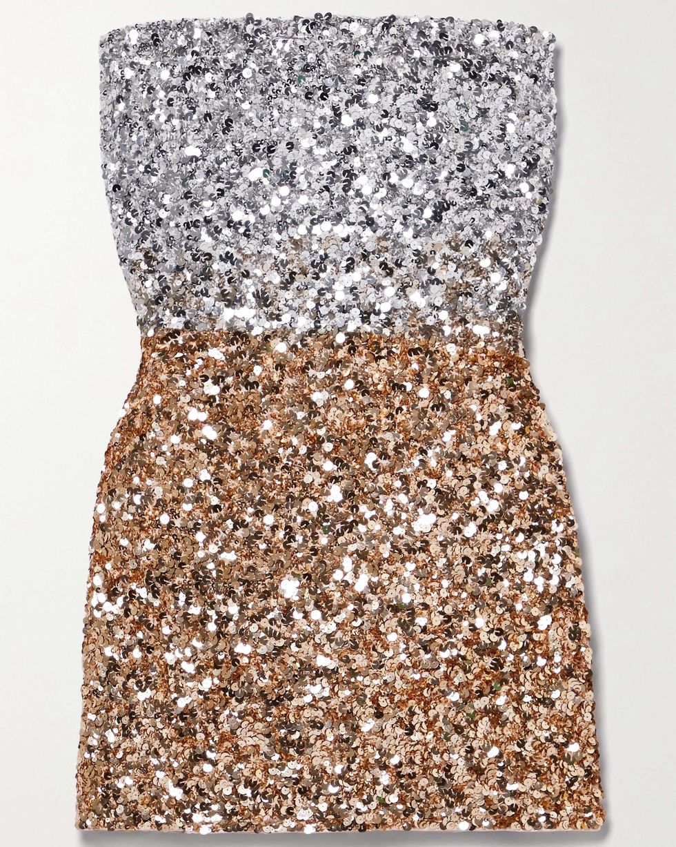 Katalina Strapless Two-Tone Sequined Tulle Mini Dress