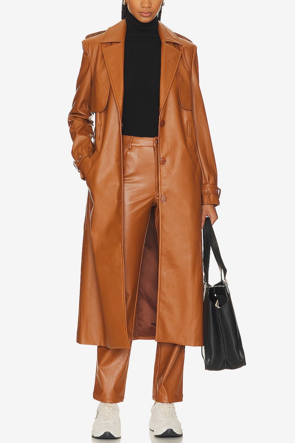 Ladies Regular Fit Burgundy Leather Light Trench Coat