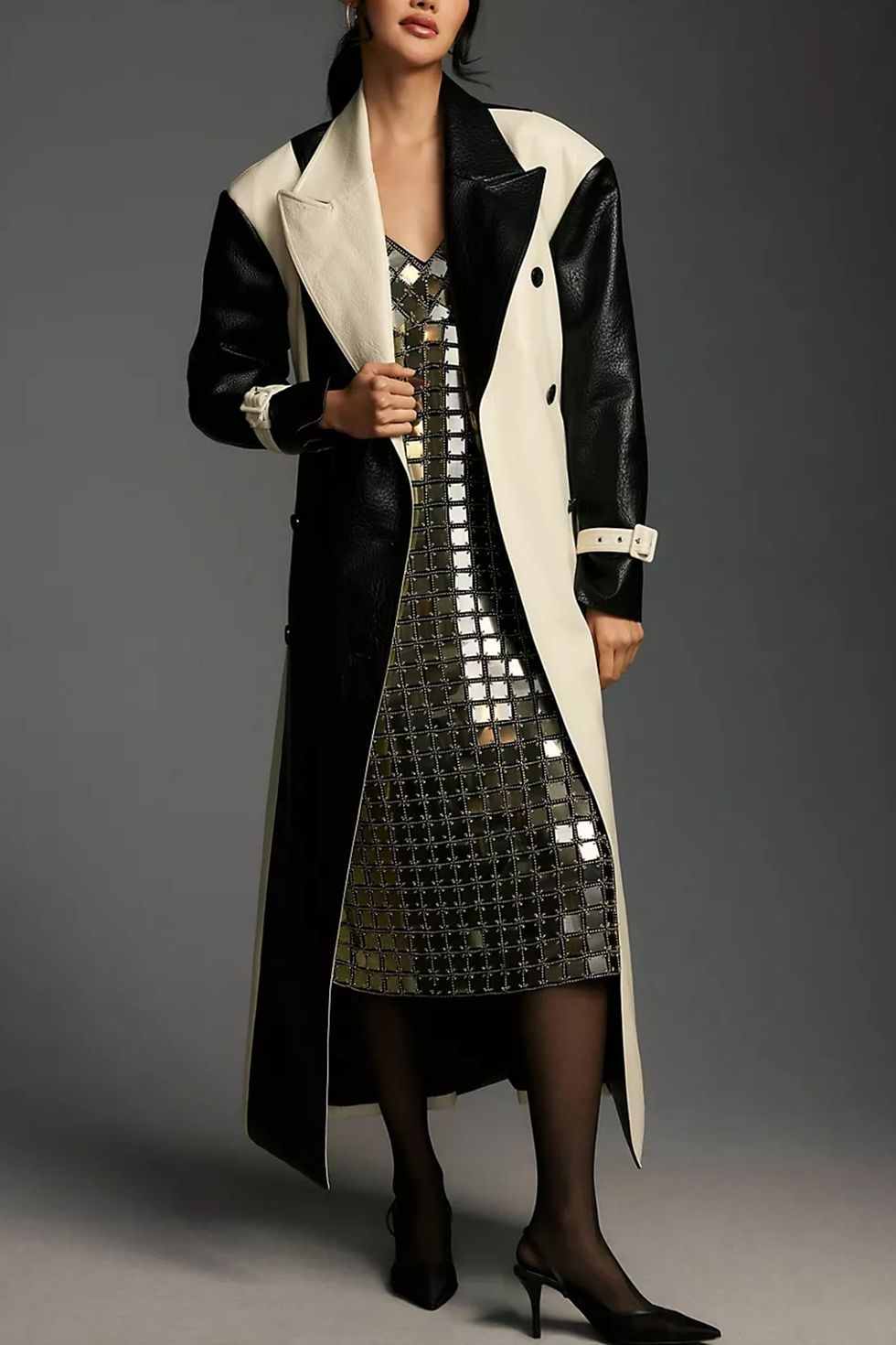 Baylor Faux Leather Trench Coat 