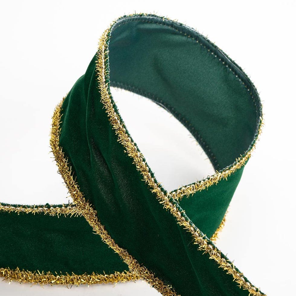 Velvet Tinsel Christmas Ribbon - Wired Edge