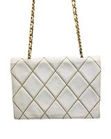 Vintage White Quilted Diamond Stitch Crossbody Bag