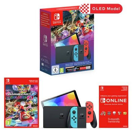  Nintendo Switch with Neon Blue and Neon Red Joy-Con + New Super  Mario Bros. U Deluxe (Full Game Download) - Switch Console : Video Games