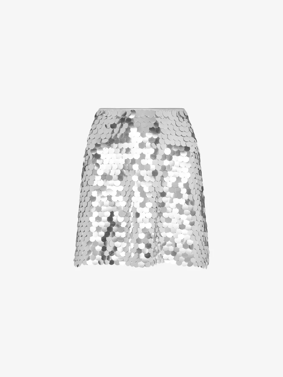 Circle sequin-disc woven mini skirt