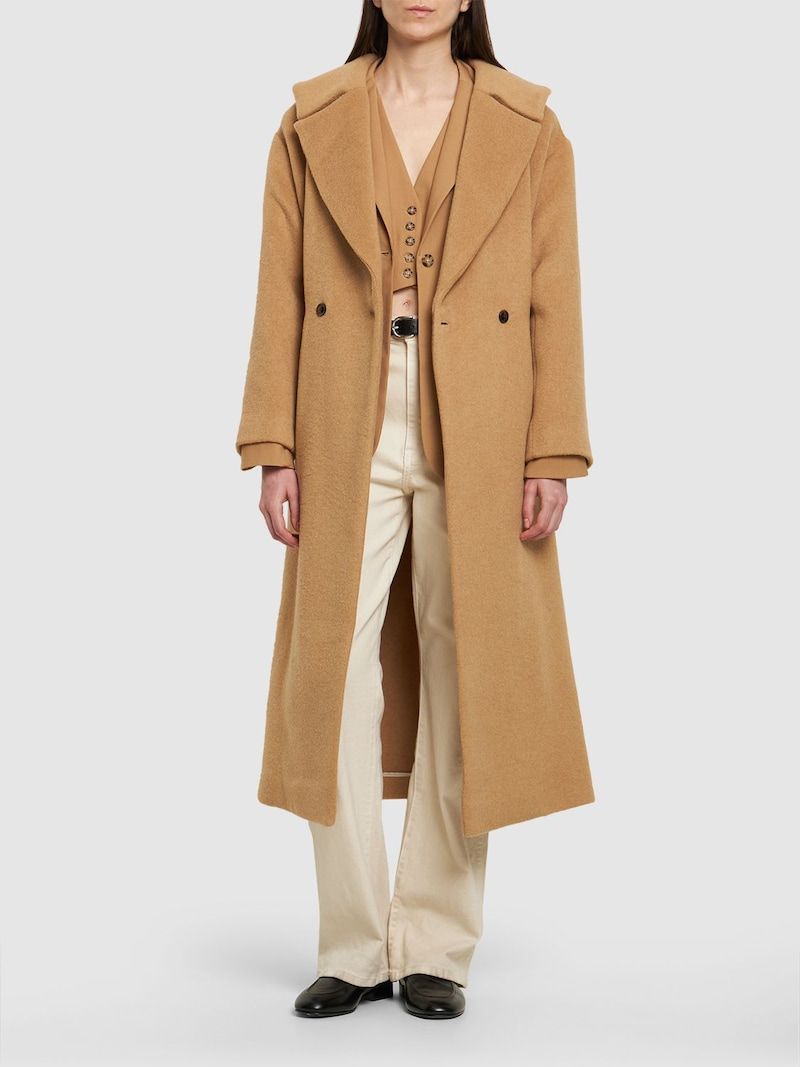 Camel knee hot sale length coat