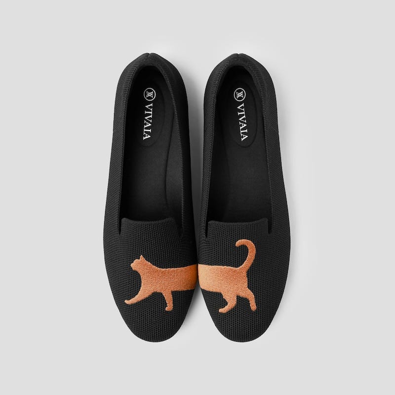 Audrey Round-Toe Embroidered Cat Loafer