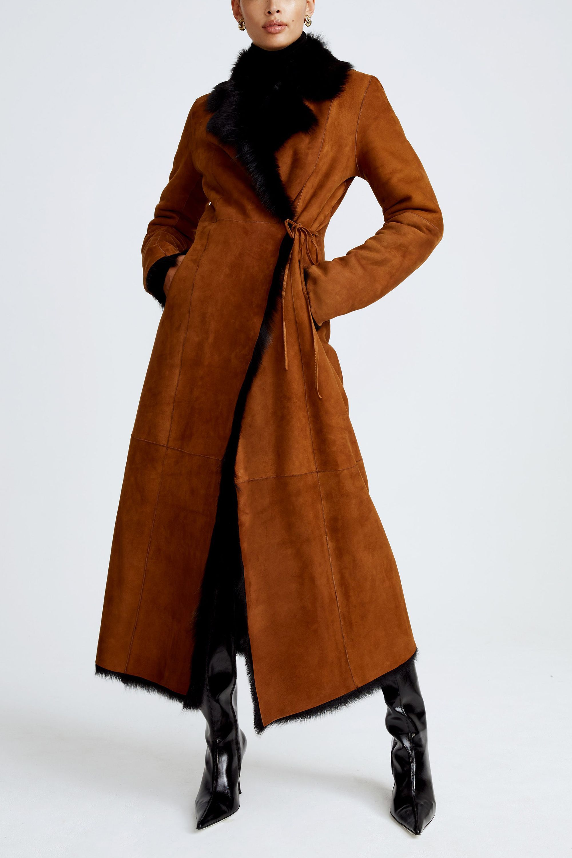 Women's shearling coats hot sale full length