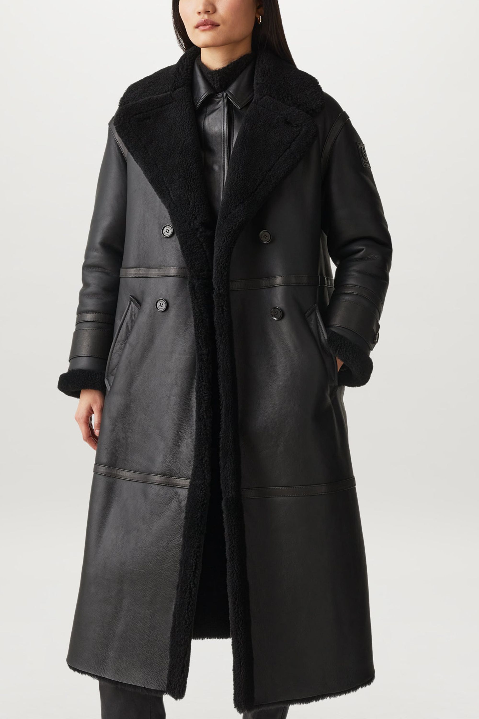 Shearling coat outlet long