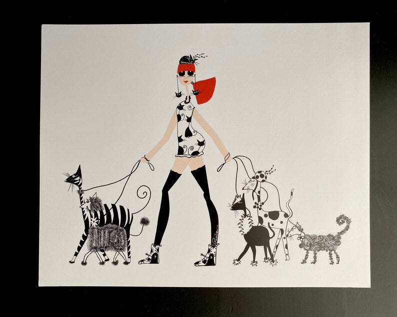 Cat Walker Art Print