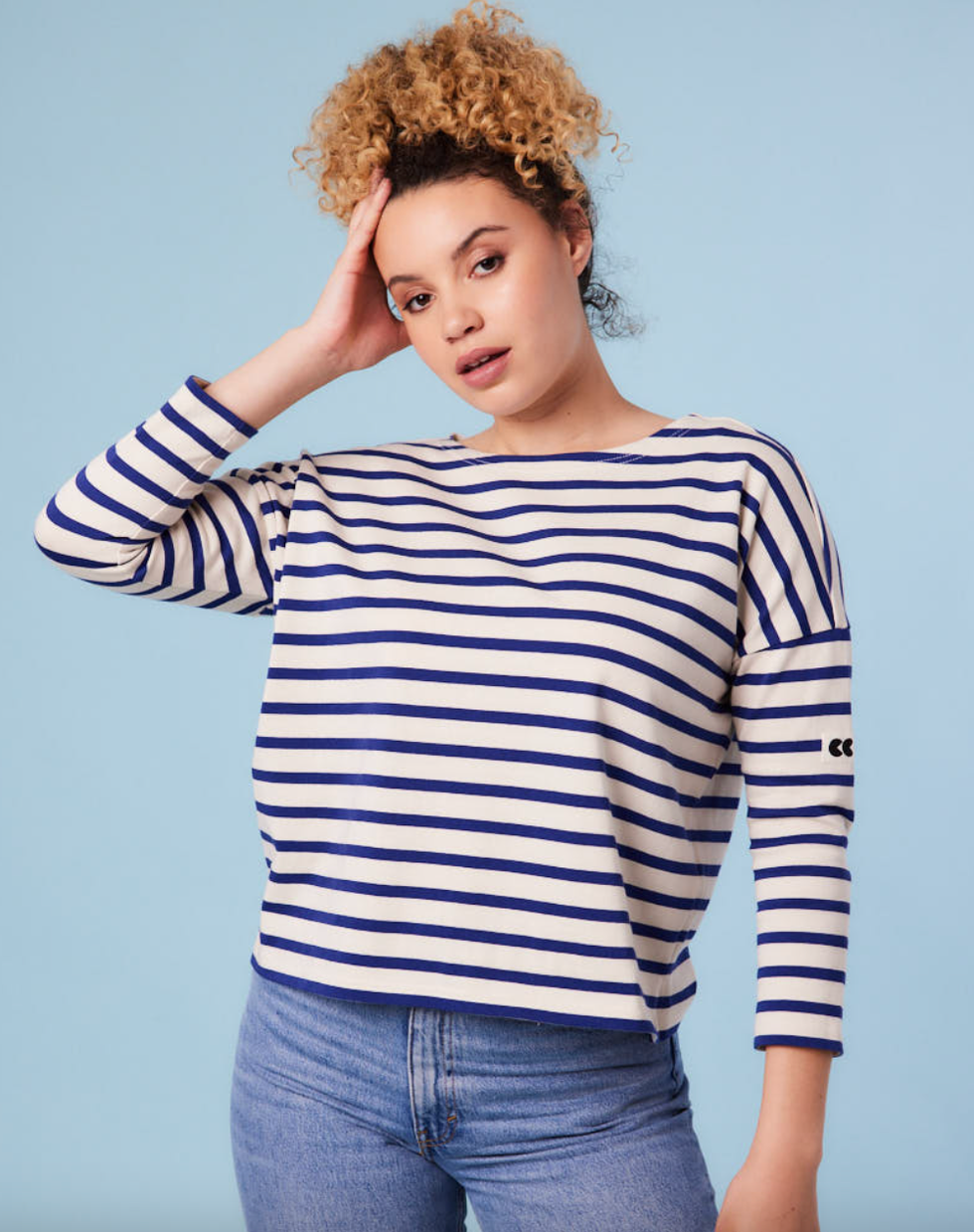 Seberg Blue Breton Stripe Top
