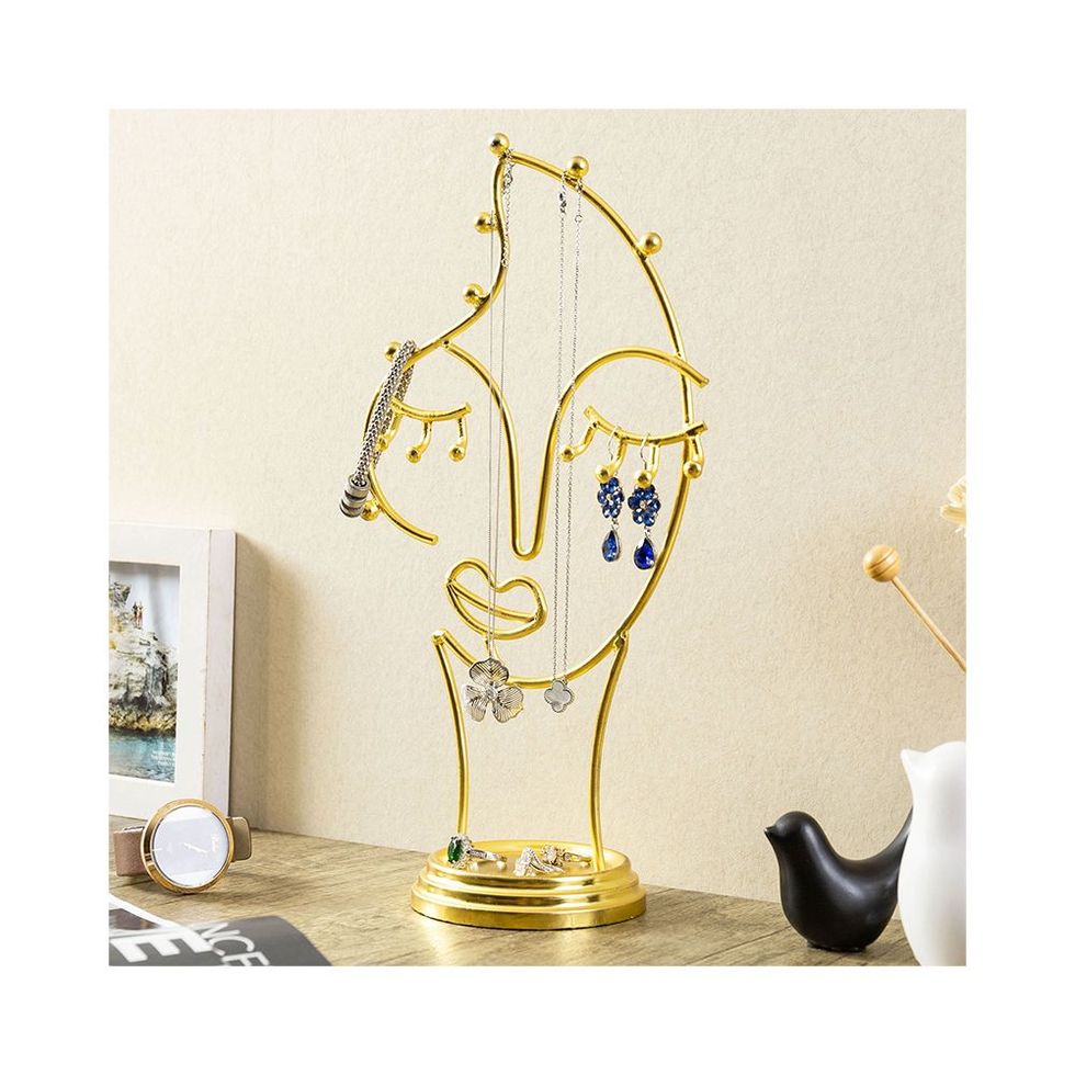 Abstract Face Metal Wire Jewelry Stand