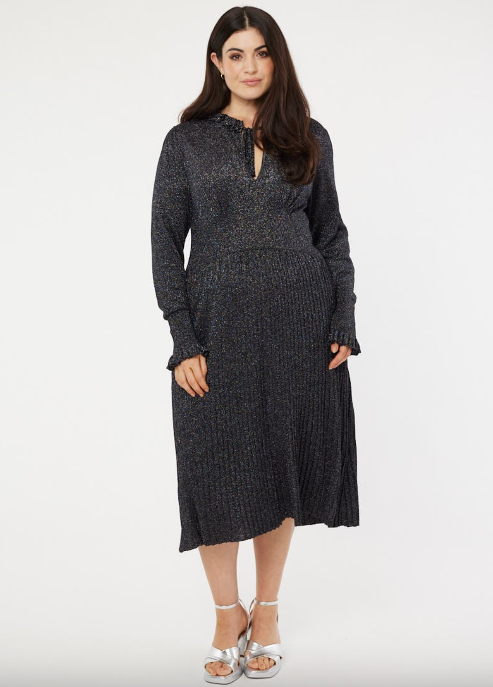 Fey Metallic Knit Midaxi Dress