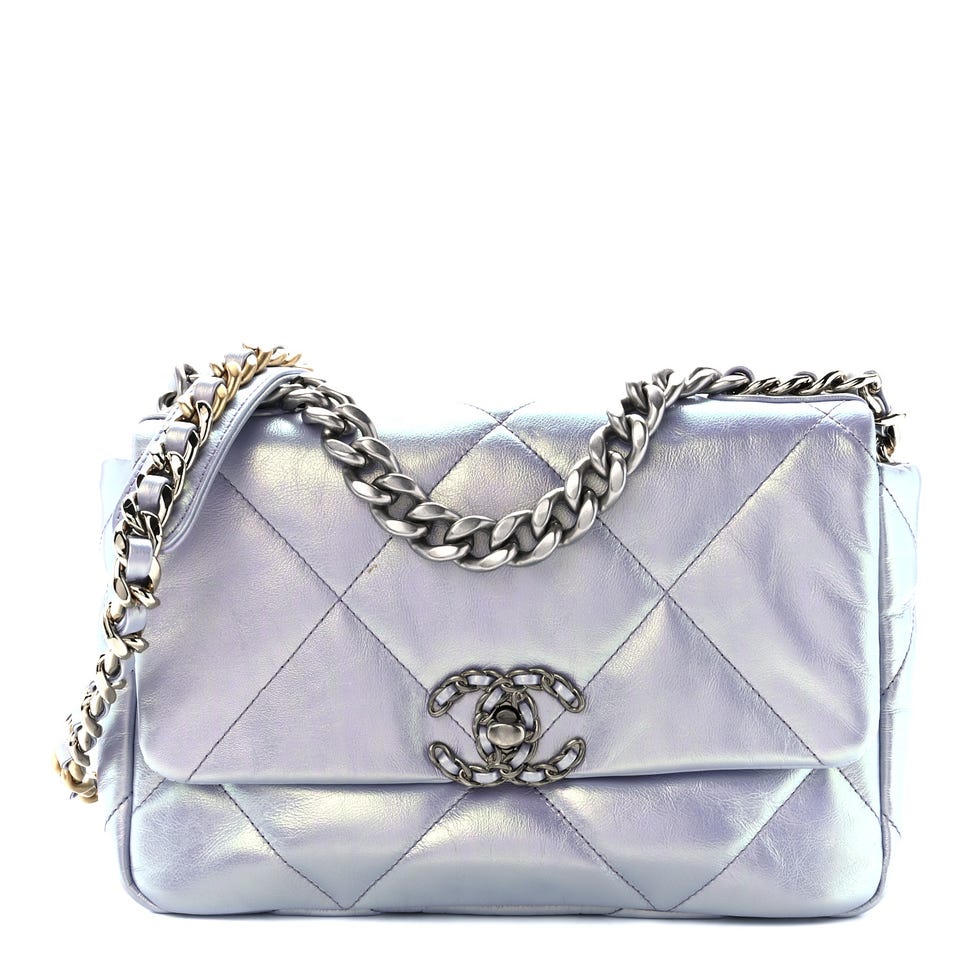 Iridescent Calfskin Quilted Medium Chanel 19 Flap Light Purple Blue Iridescent Calfskin Quilted Medium Chanel 19 Flap Light Purple Blue
