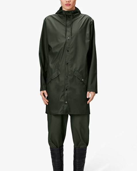 Unisex Waterproof Long Rain Jacket, 03 Green