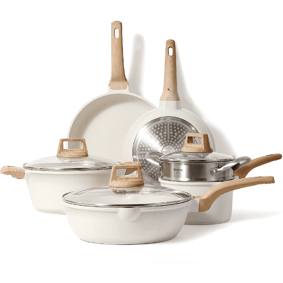 Teflon-coated pot and frying pan set