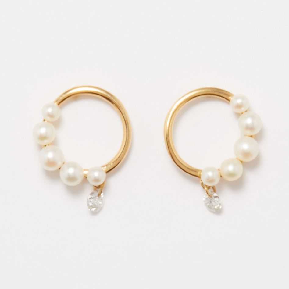 Diamond, Pearl & 18kt Gold Earrings