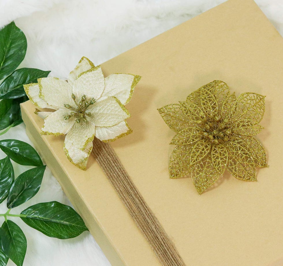 24 Flores doradas de Navidad