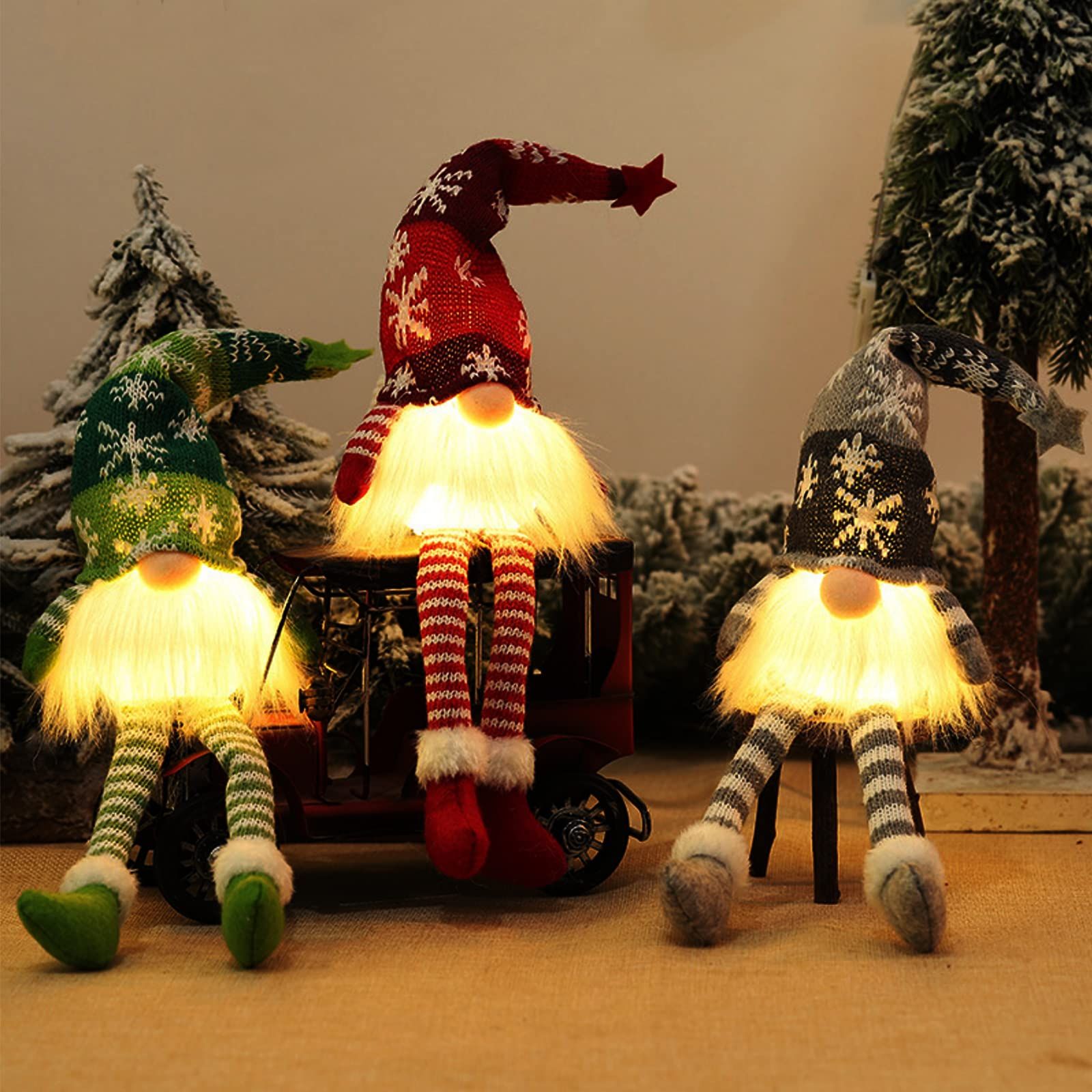 Christmas online Set of 3 holiday gnome LIGHT UP pillows