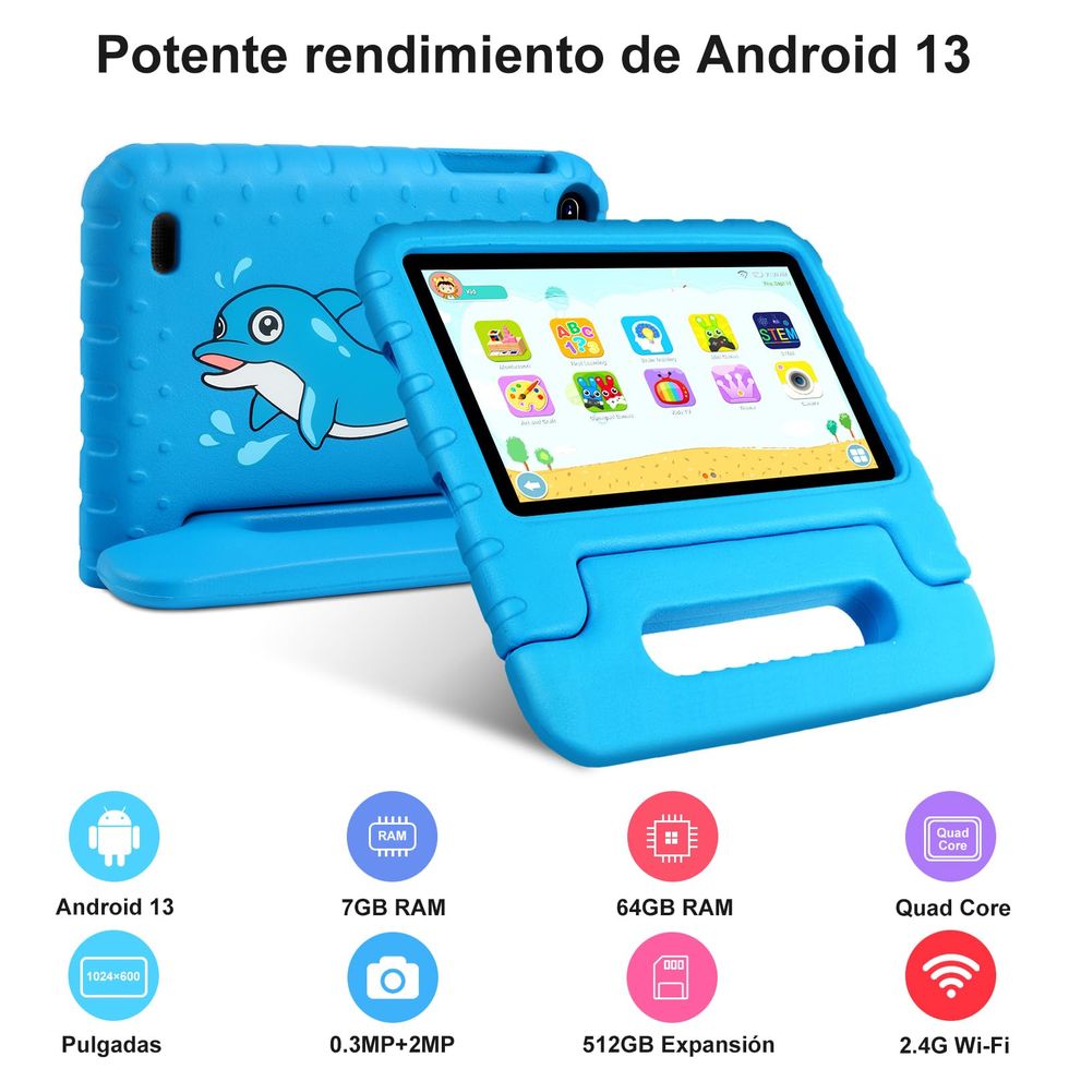  Tableta para niños pequeños Tablet Android para niños con WiFi  Cámara dual 32GB Almacenamiento Pantalla 1024 x 600 Control parental Google  Playstore  Netflix para niños y niñas Android 10 : Electrónica