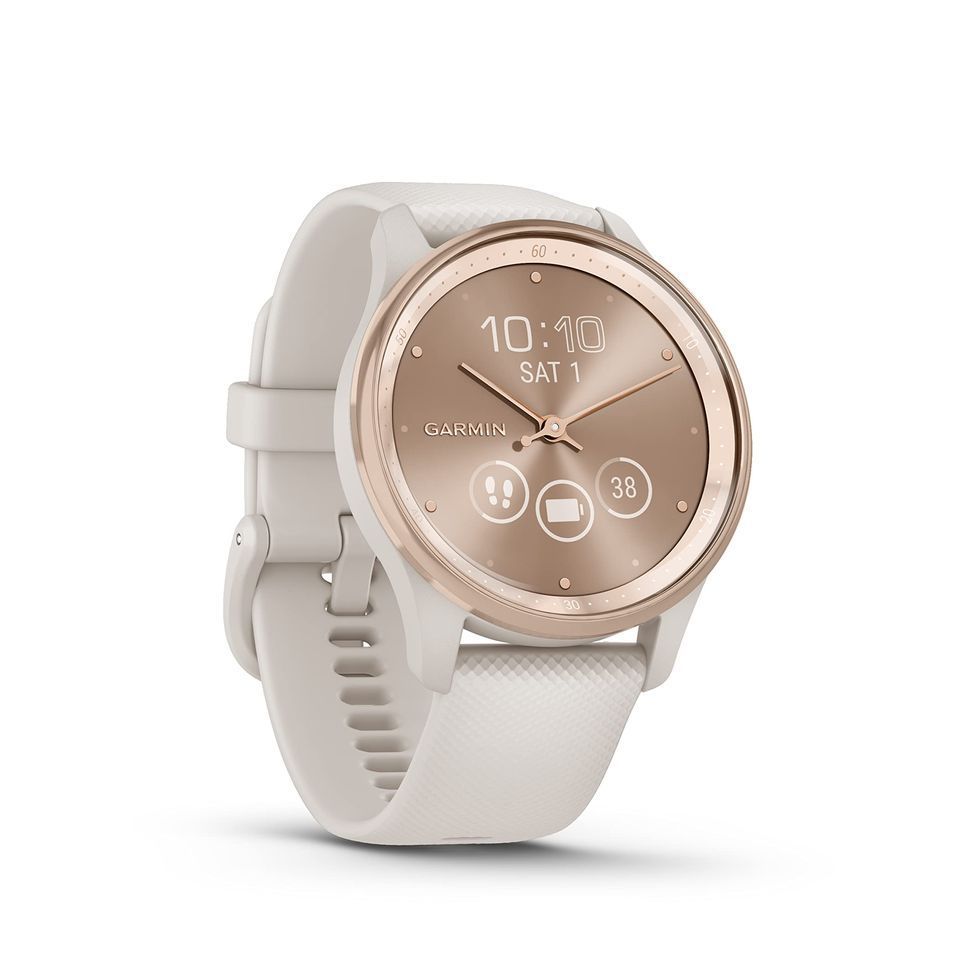 Garmin vivomove hr fitness tracker white rose outlet gold