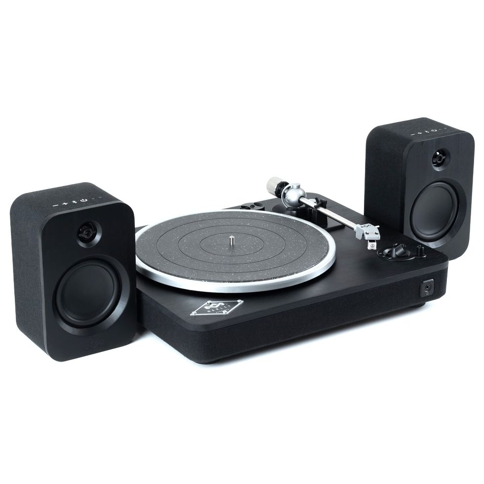 House of Marley Stir It Up Wireless Bluetooth Turntable + Get Together Duo Bluetooth Bookshelf Speakers