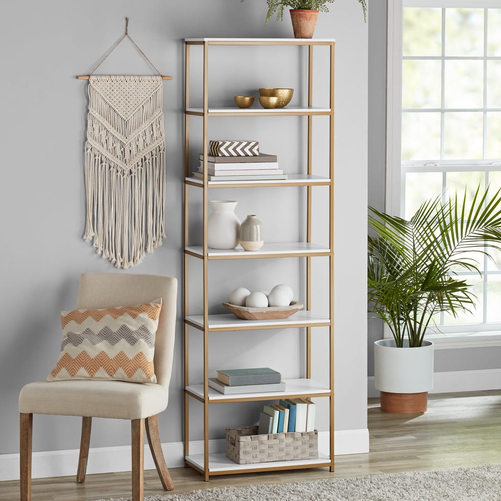 Gold Metal Frame Bookcase
