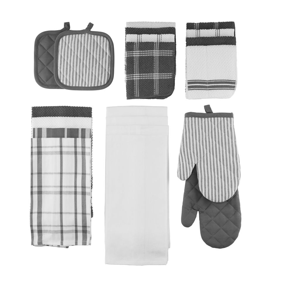 Mainstays Contemporary 4 Piece Kitchen Towel Set, Gray