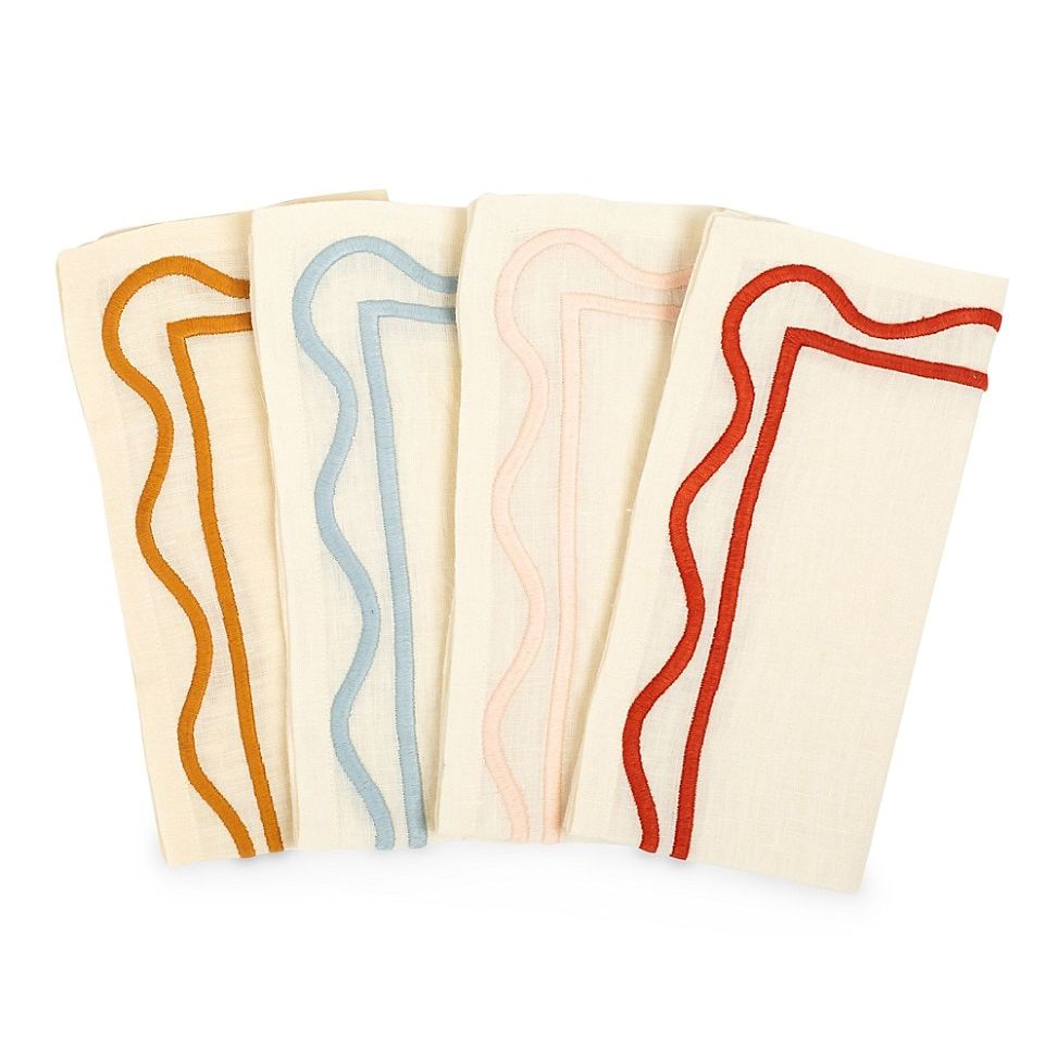 Colorblock Linen Four-Piece Napkin Set