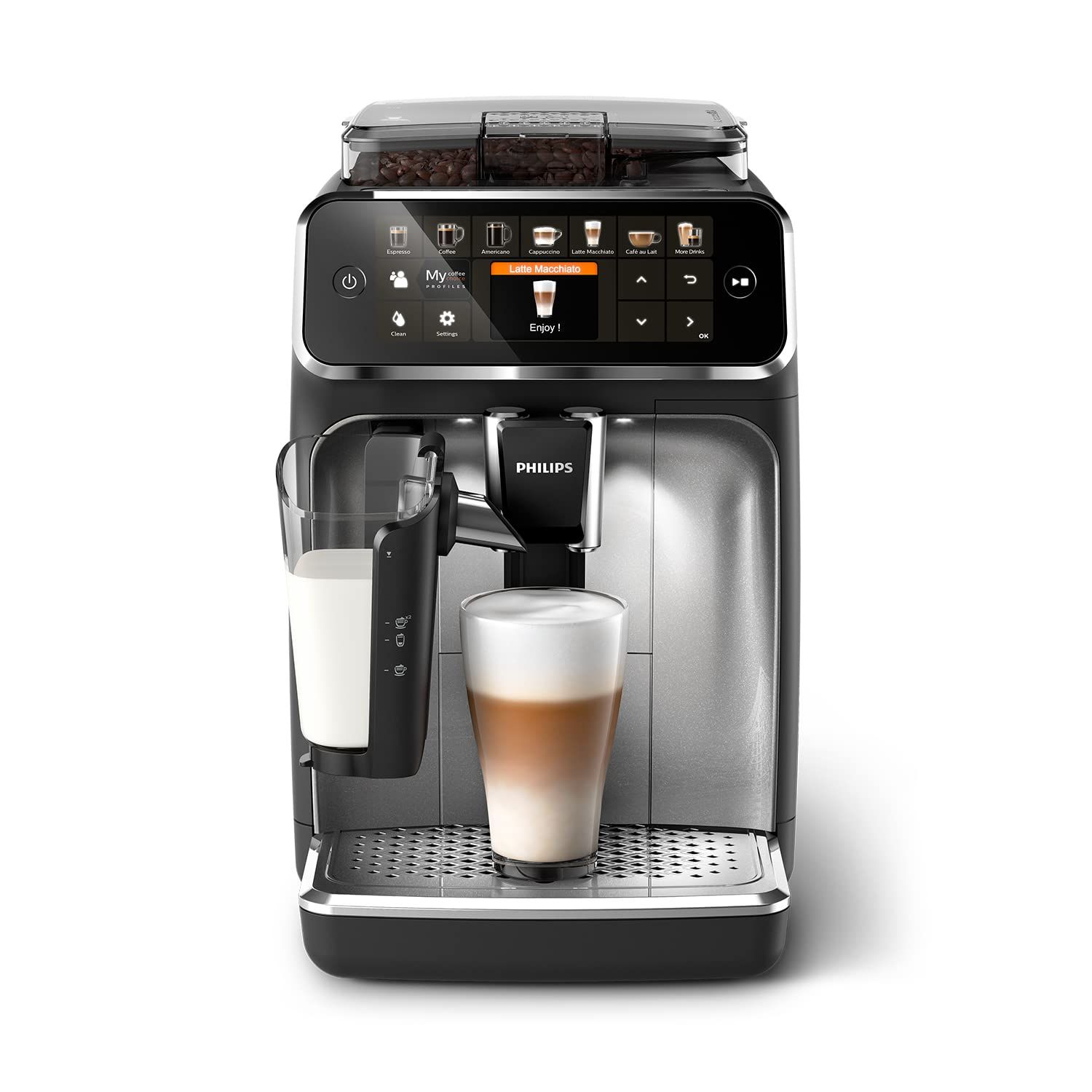 Bean to cup coffee machine with milk clearance frother