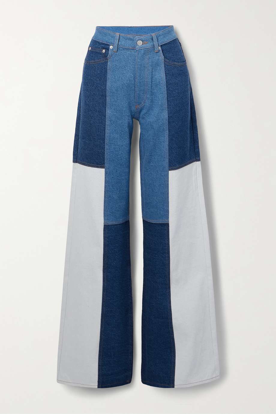Patchwork high-rise wide-leg jeans