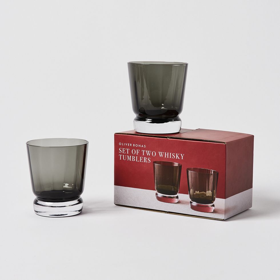Ovi Grey Glass Whisky Tumblers Set of Two