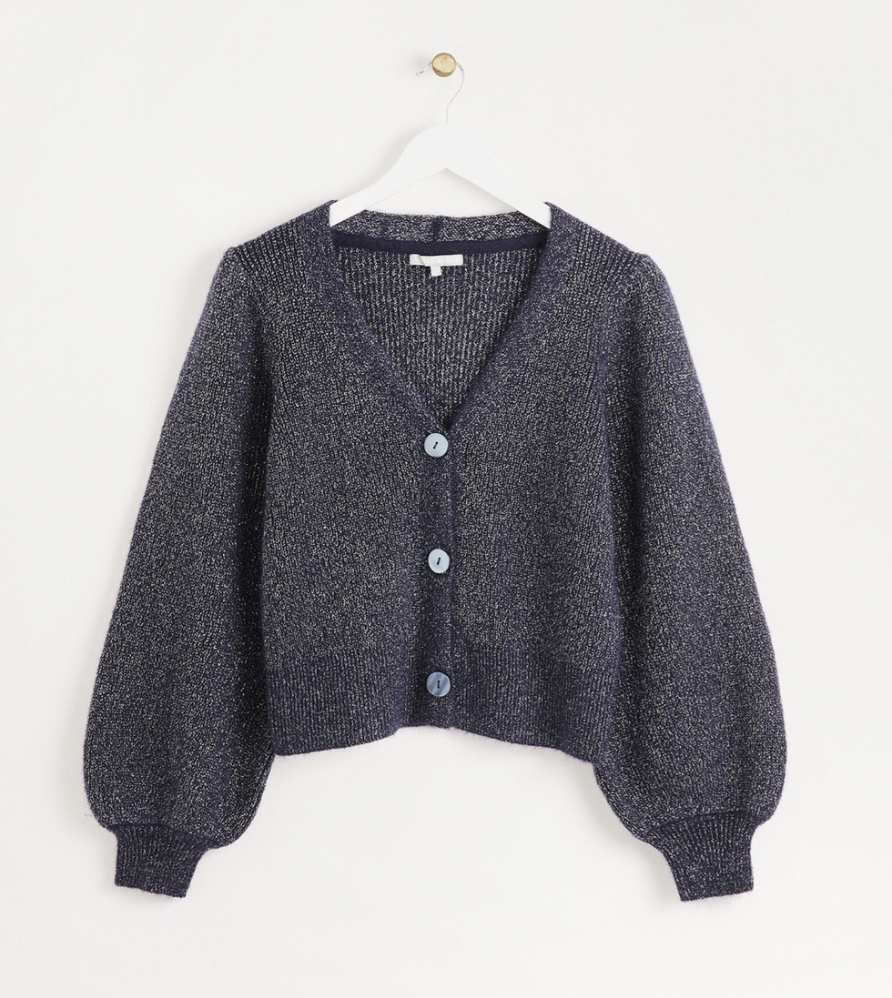 Sparkle Navy Blue Knitted Cardigan