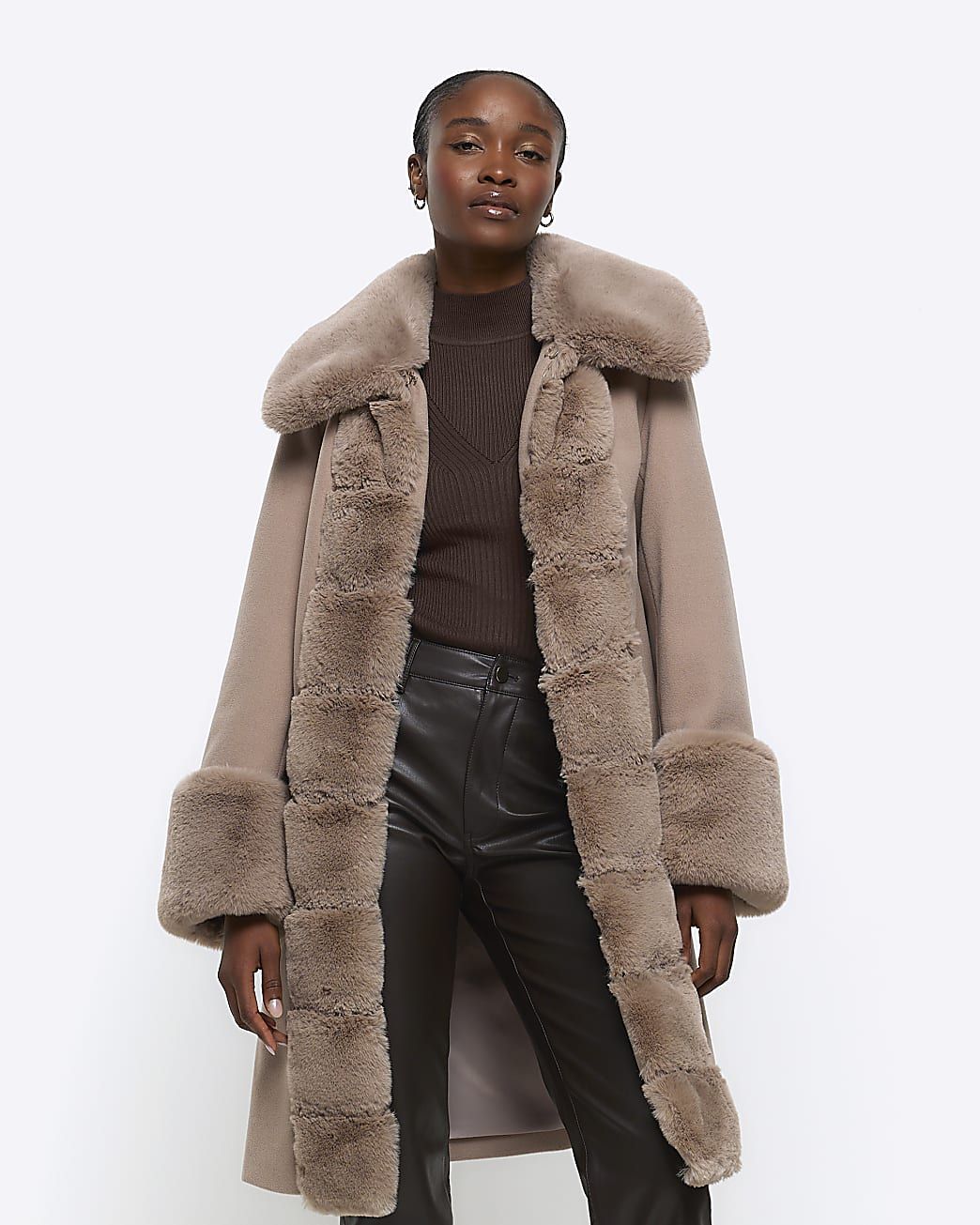 H&m grey outlet faux fur coat