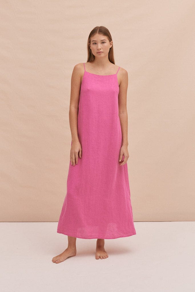 Square Nightie Cerise Pink Linen