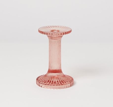 Kyto Pink Glass Candlestick Holder Small