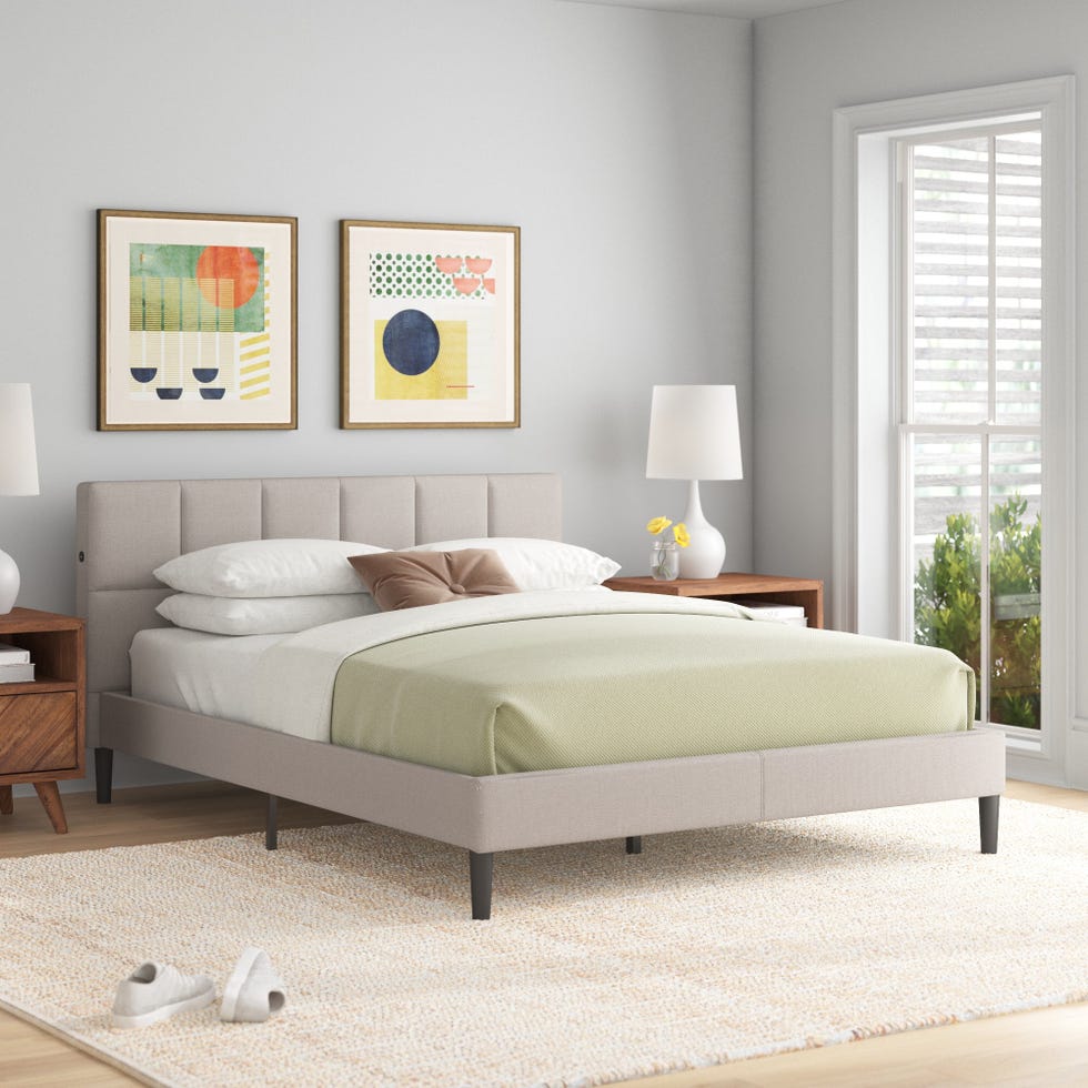 Concho Smart USB Upholstered Bed Frame with Headboard